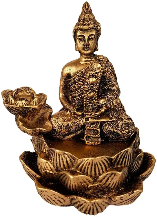 Incensário de Buda Hindu e flor de lótus