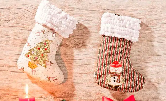 Botas de Natal com pintura em tecido