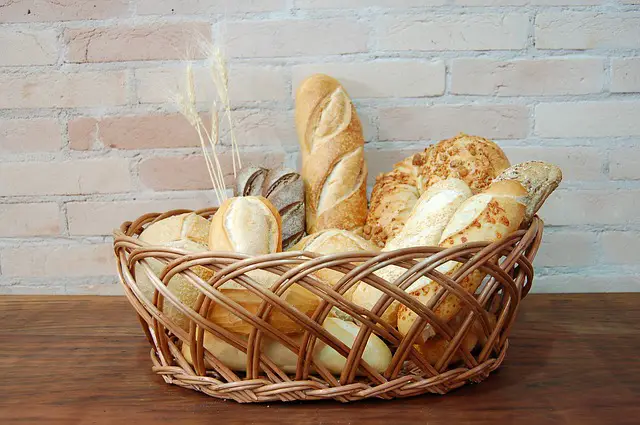 Cesta com grande variedade de pães